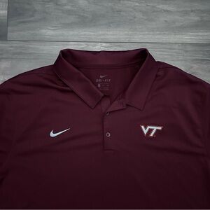 Nike Virginia Tech Hokies Football Dri-Fit Polo Men’s Size 3XL Maroon VT